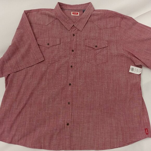 Wrangler Authentics Men's Red Short Sleeve Button-Up Shirt 5XL - Picture 1 of 8